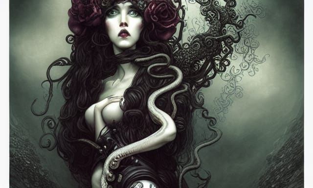 Creepy Tentacle Witch in Dark Fantasy Style