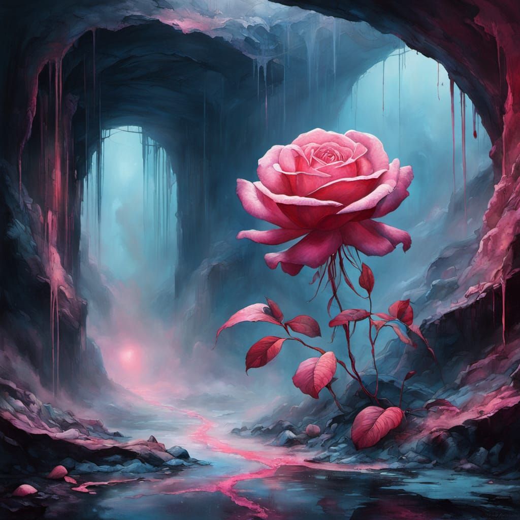 Surreal Cyberpunk Painting of a Gossamer Cavern