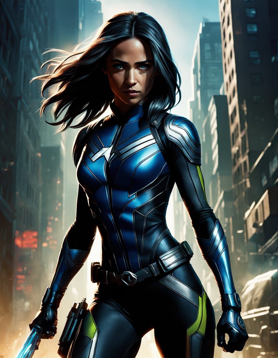 Superheroine Rogue in Cinematic Comic Book Style
