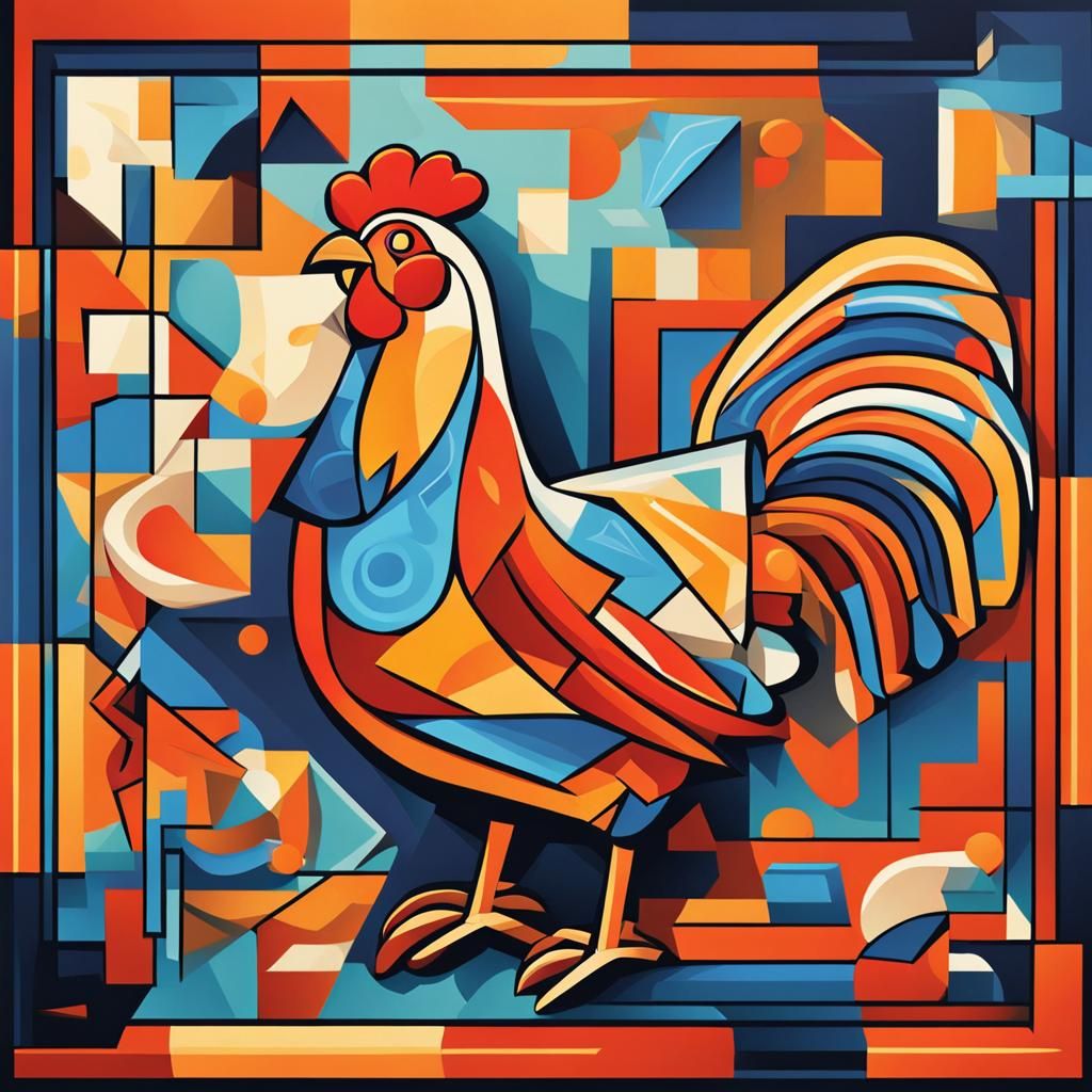 Dancing Chicken and Carrots in Cubist Style