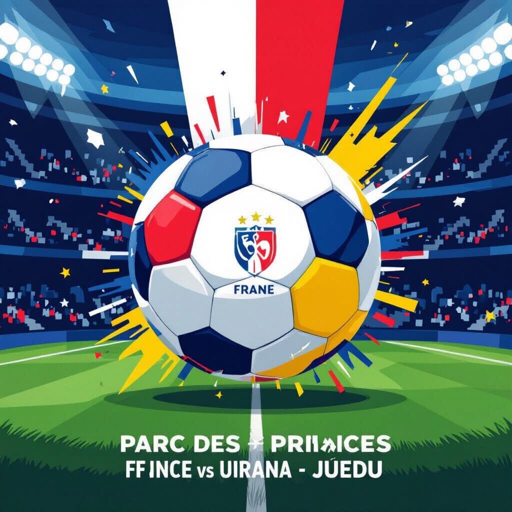 France vs Ukraine Football Match Poster at Parc des Princes