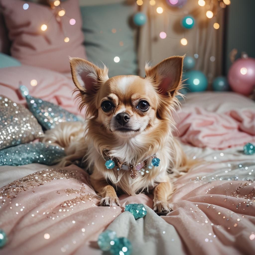 Chihuahua Relaxation in Pastel Living Room with Magic