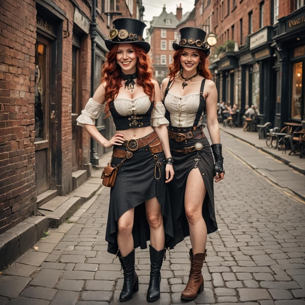 Steampunk Streetwalker in Victorian City