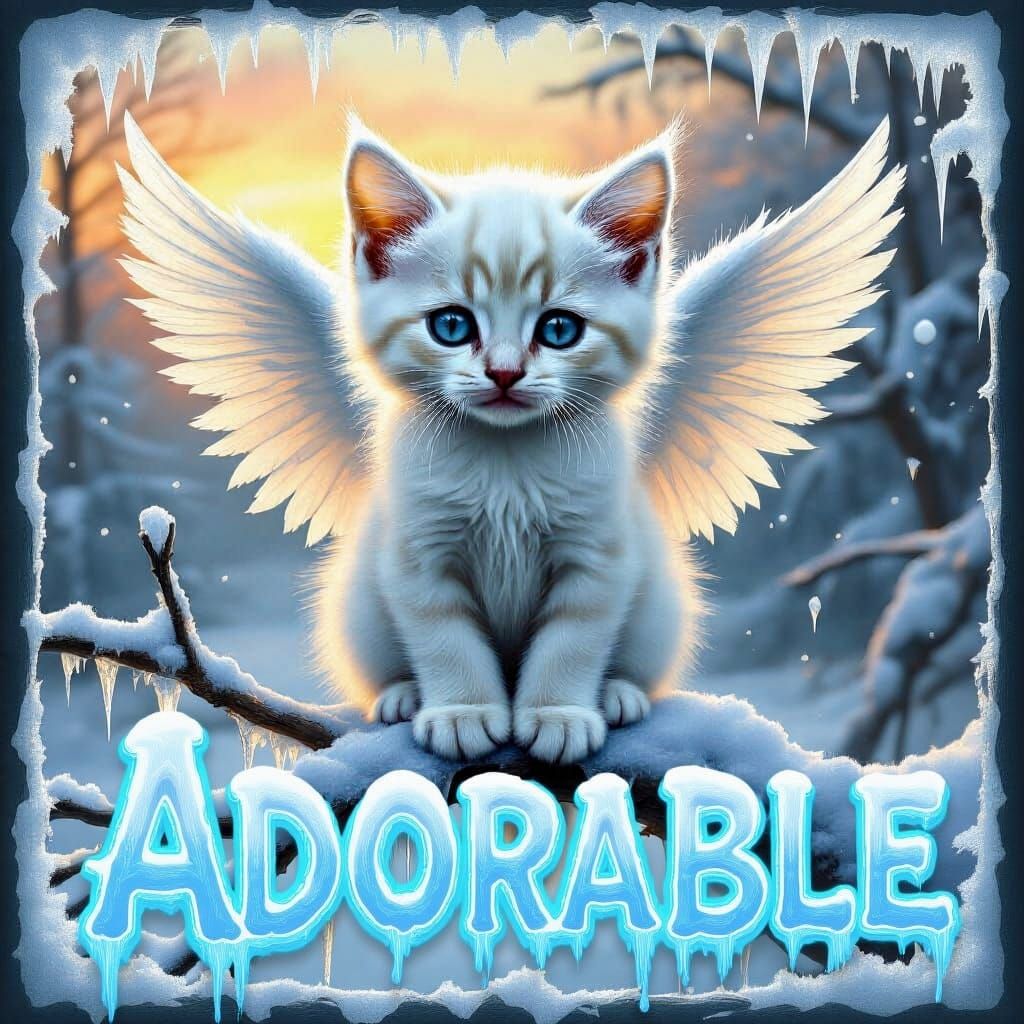 Add text that says "ADORABLE"  spanning the extreme bottom e...