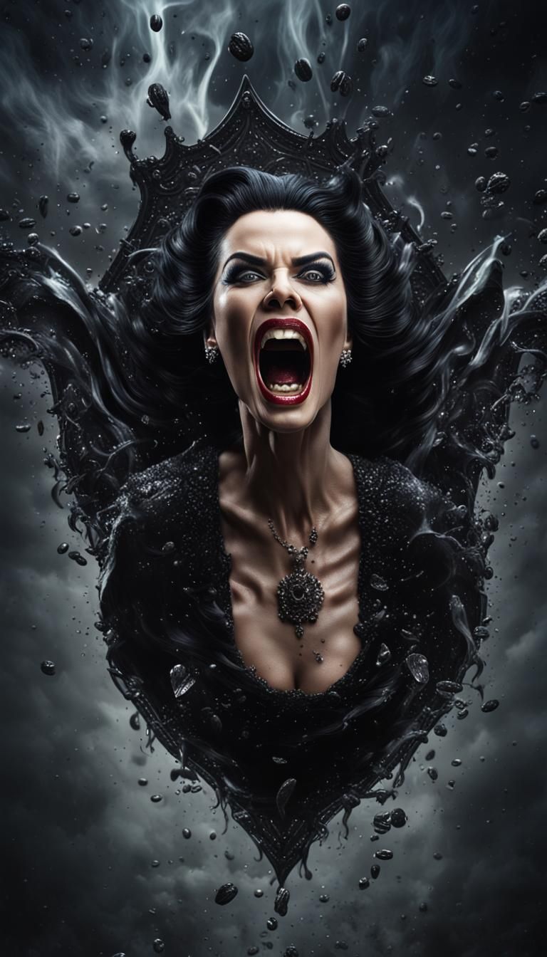 Screaming Evil Queen Portrait in Dark Coffee