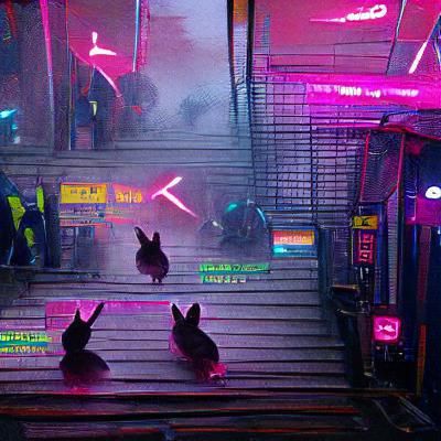 Rebel Rabbits in Cyberpunk 2099 Neon