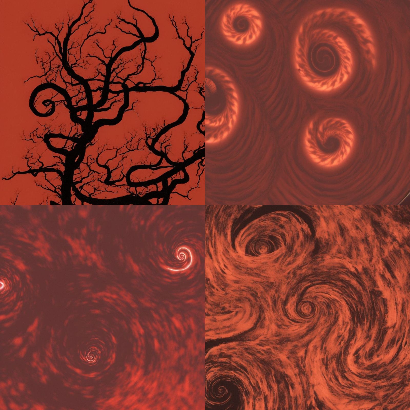 Spiraling Horror Under Dark Red Sky