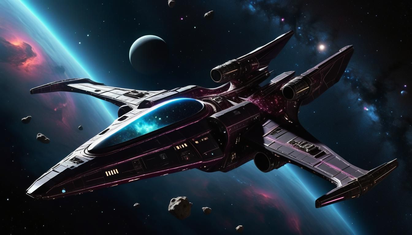 Epic Spacecraft in Asteroid Belt Nebula