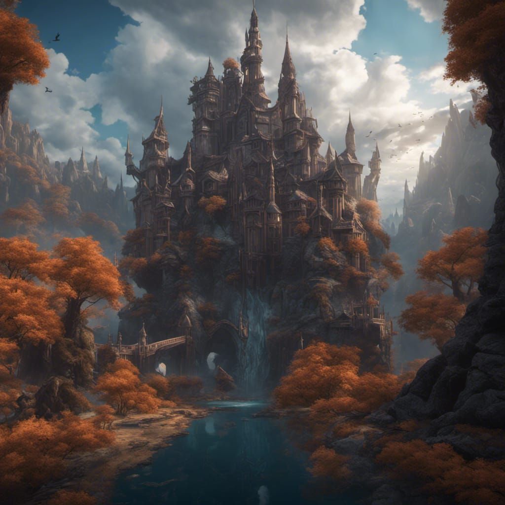 Fantastical Detailed Matte Painting in Deep Color