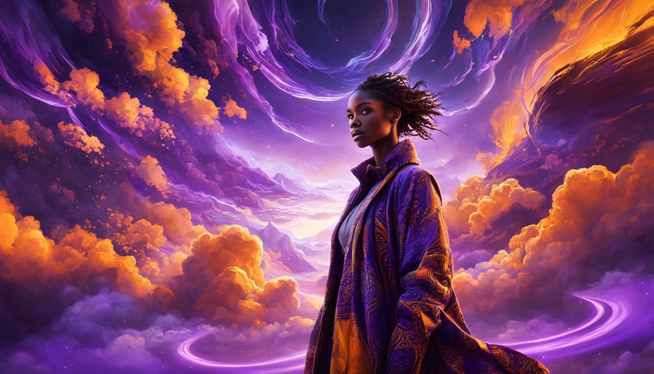 Cosmic Fashionista in Vibrant Hues