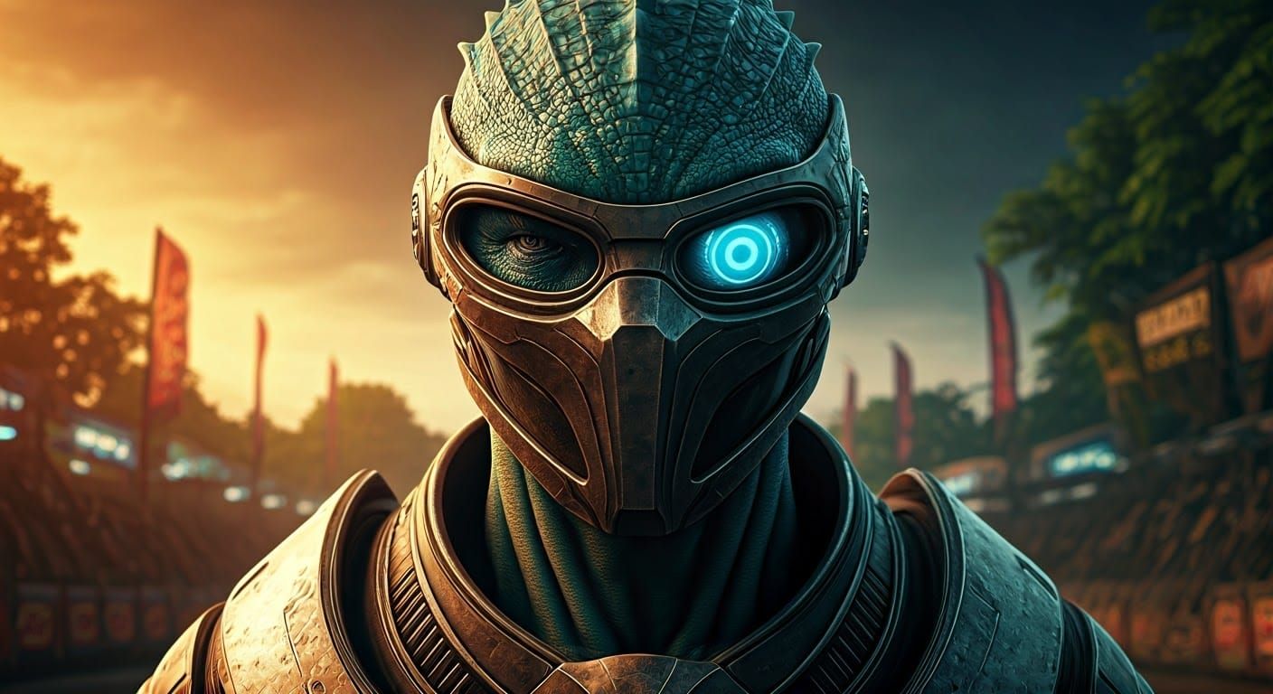 Alien Mercenary on Motocross Track, Digital Concept Art