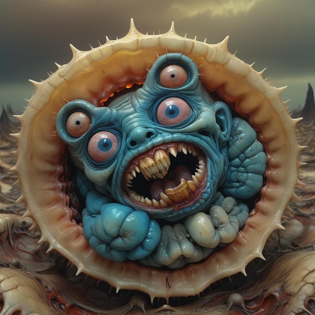 Surreal Deformed Baby Portrait in Abstract Digital Art