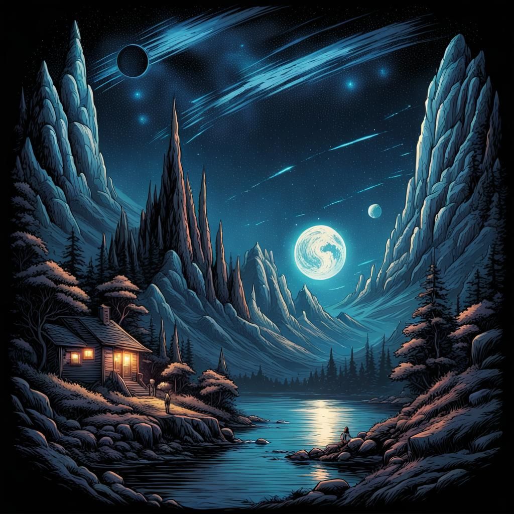 Stunning Night Stars in Comic Book Art Style