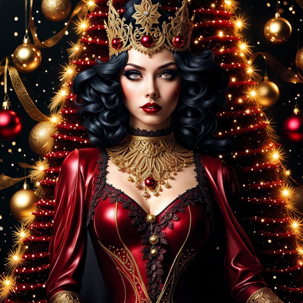 Christmas Elf Portrait in Gothic Fantasy Style