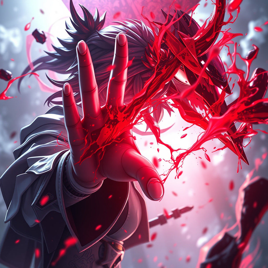 Anime Style Hand with Flowing Blood in 3D