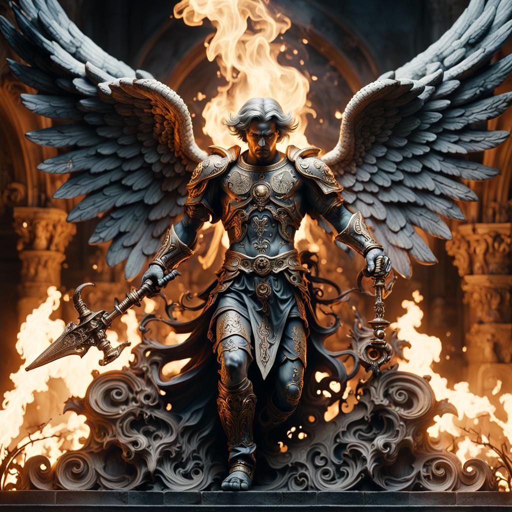 Gothic Archangel Battles Demons in Hell