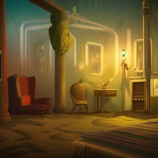 Creepy Motel in Detailed Matte Painting Style