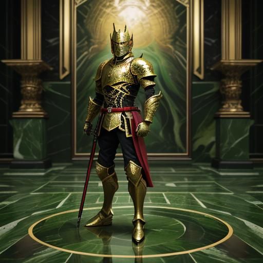 Black Knight in Ornate Maze, Gloss Painting