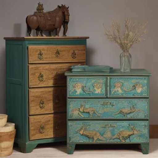 Humorous Hippo Gnawing Furniture: Expressionist Wood Carving