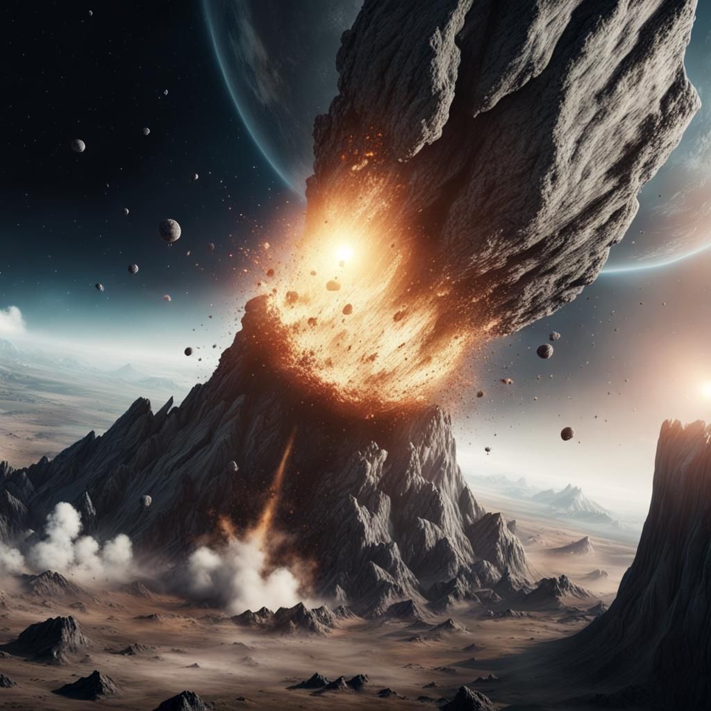 Giant Asteroid Impact: Cinematic Digital Painting