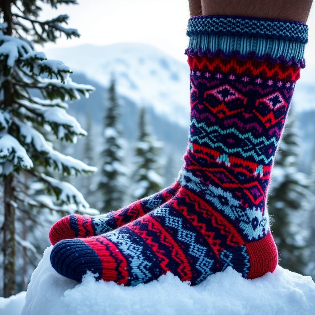 Colorful Nordic Socks: A Surreal Warmth