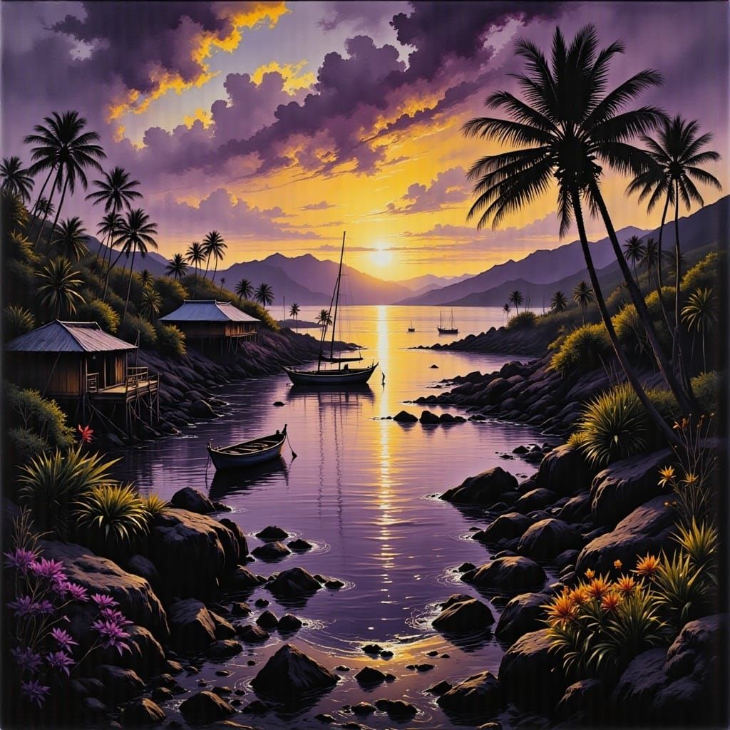 South Pacific Sunrise in Violet Flux Style