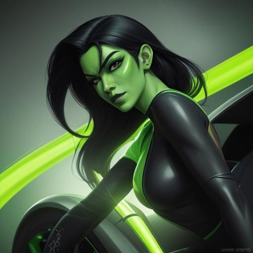 Shego Rides a Sports Car with Fiery Wheels