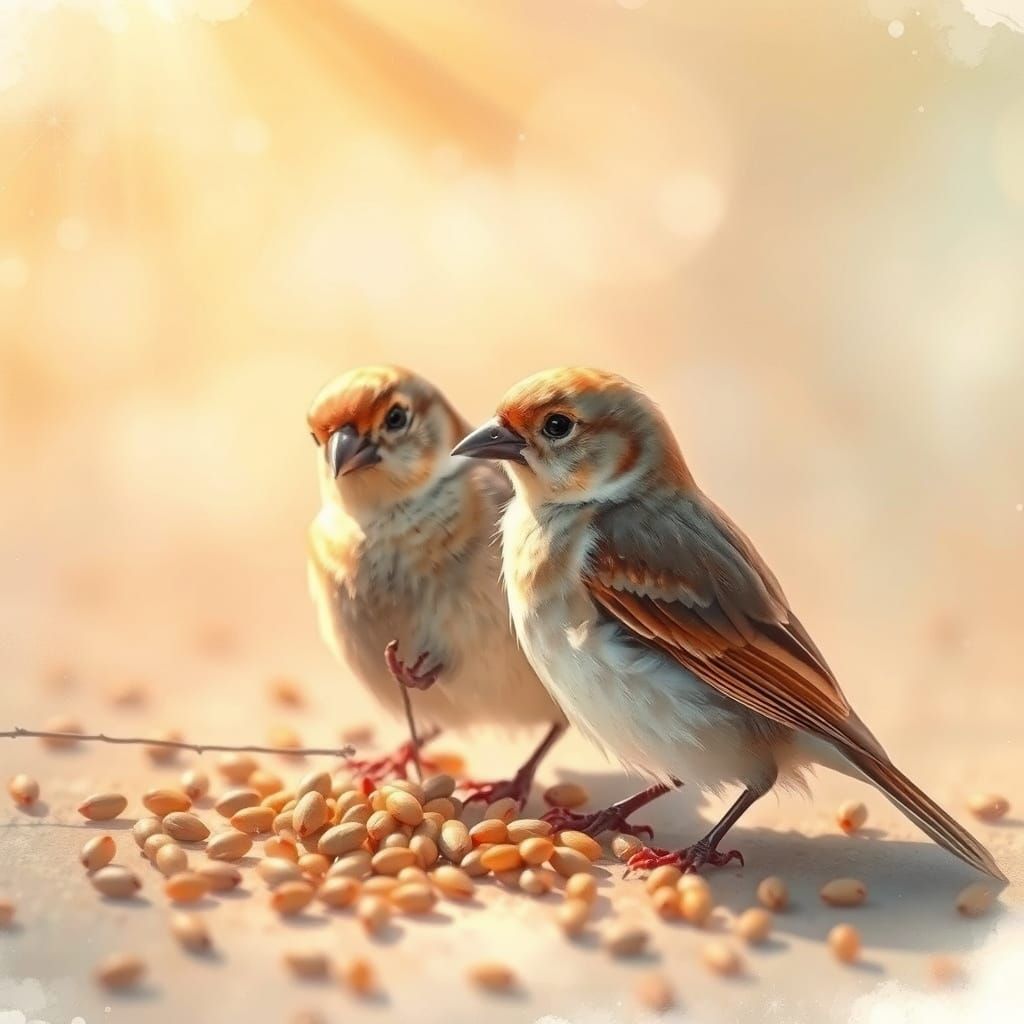 Sparrows in Sunshine: Delicate Watercolor Illustration