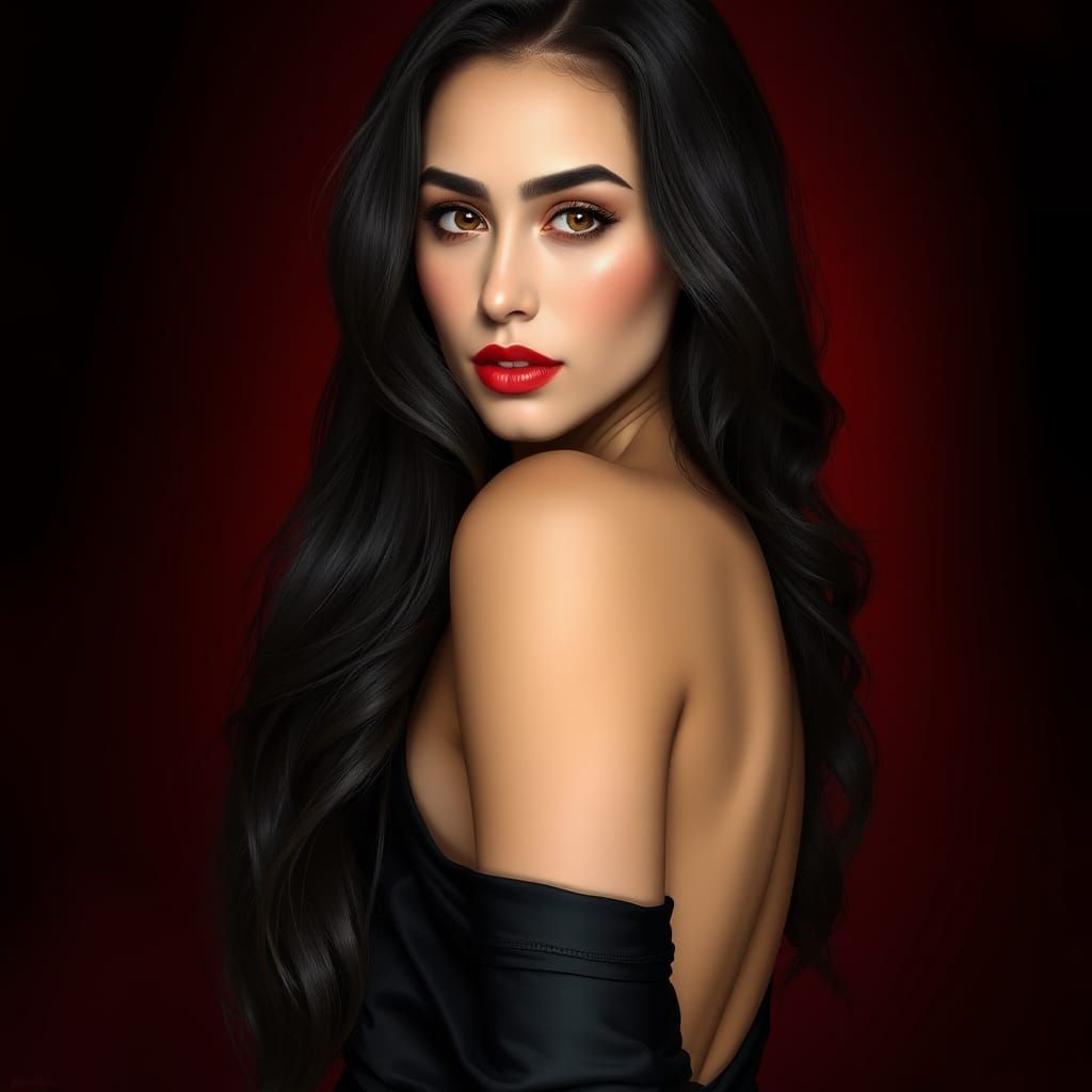 Hyper-Realistic Portrait of a Portuguese Woman in Elegant Bl...