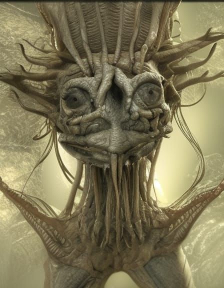 Horrific Skinless Flesh-Eating Monster in Biomechanical Styl...