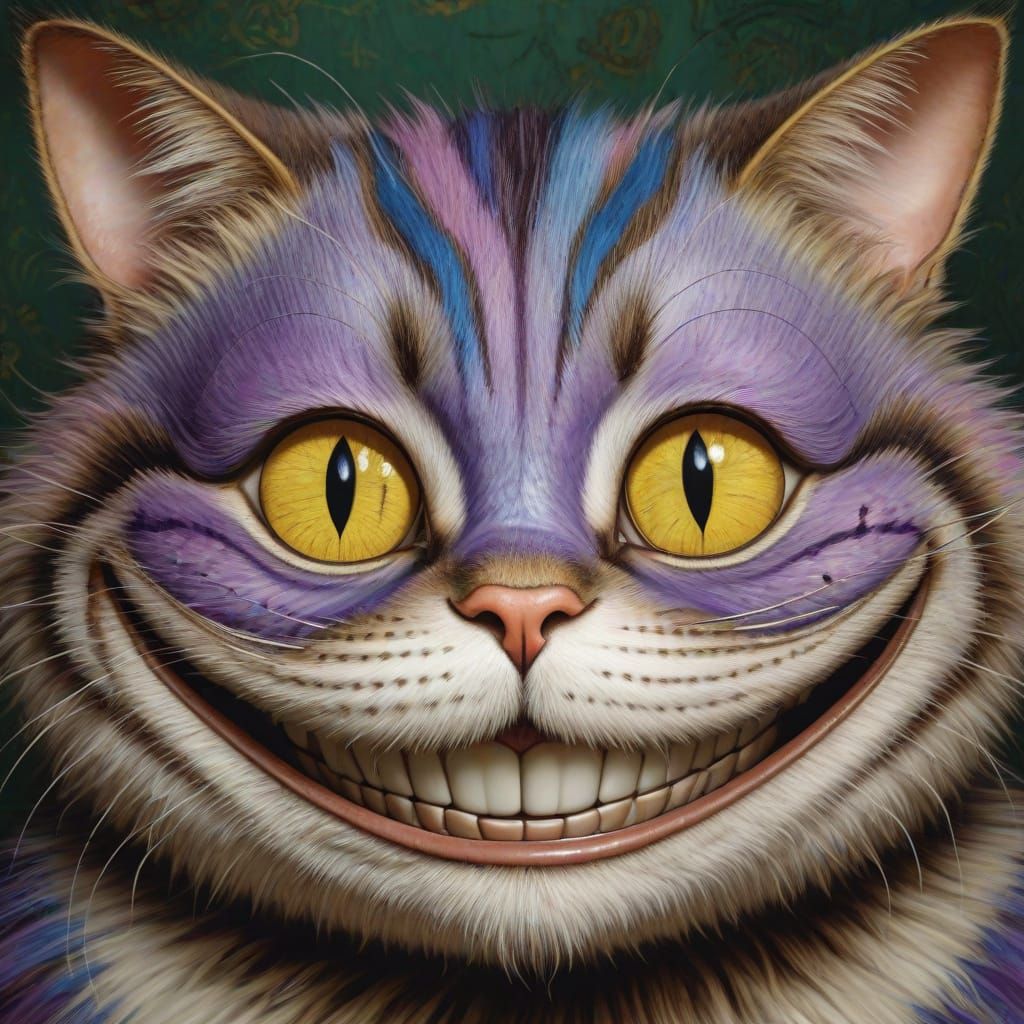 Cheshire Cat Grin in Klimt Style