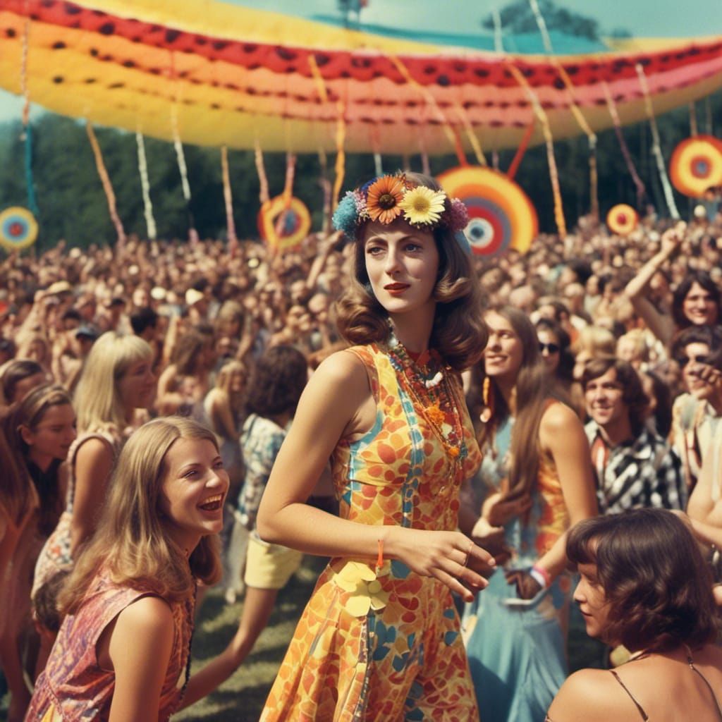 Hippie music festival in the 1960s