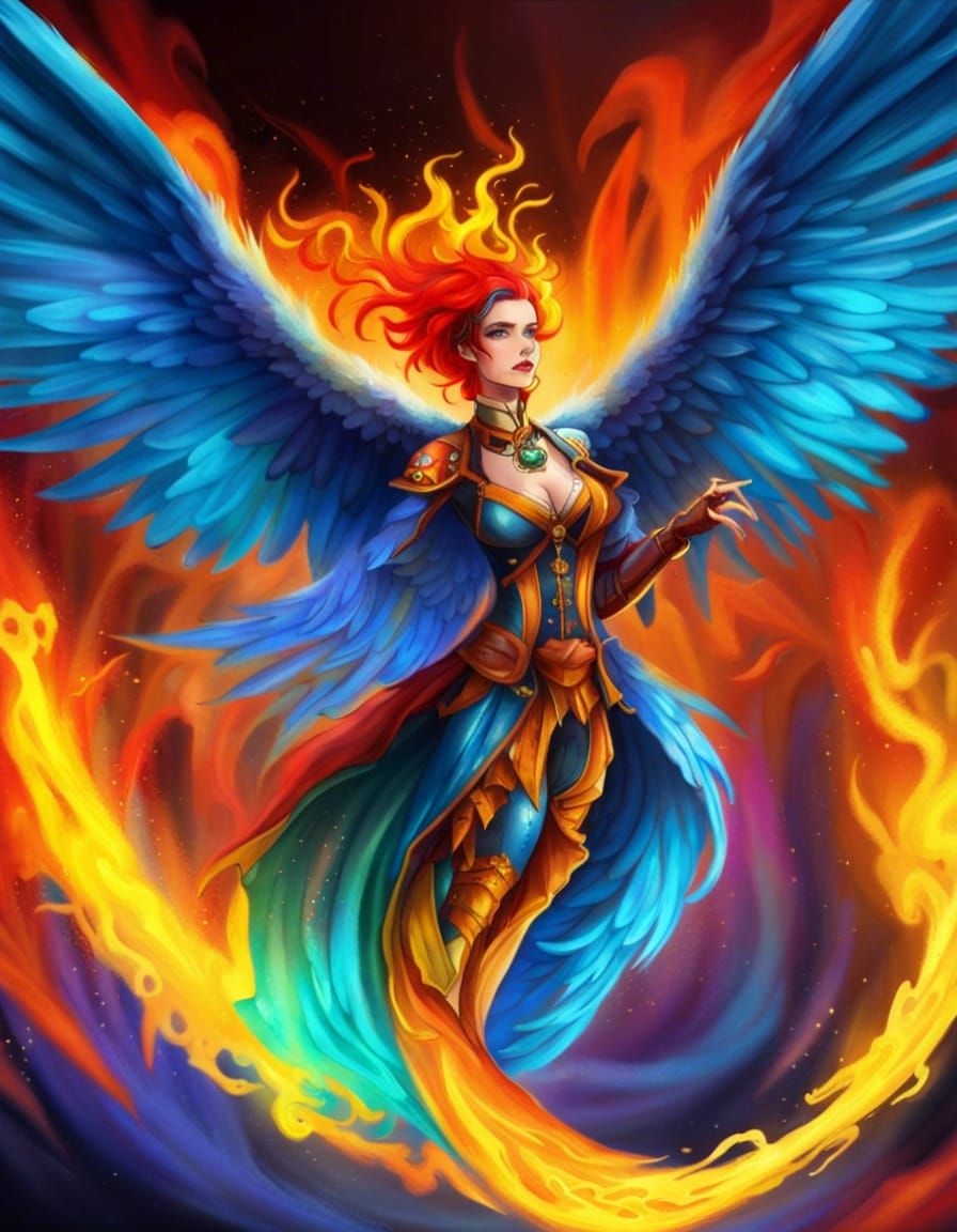 Steampunk Phoenix Woman Rising Reborn