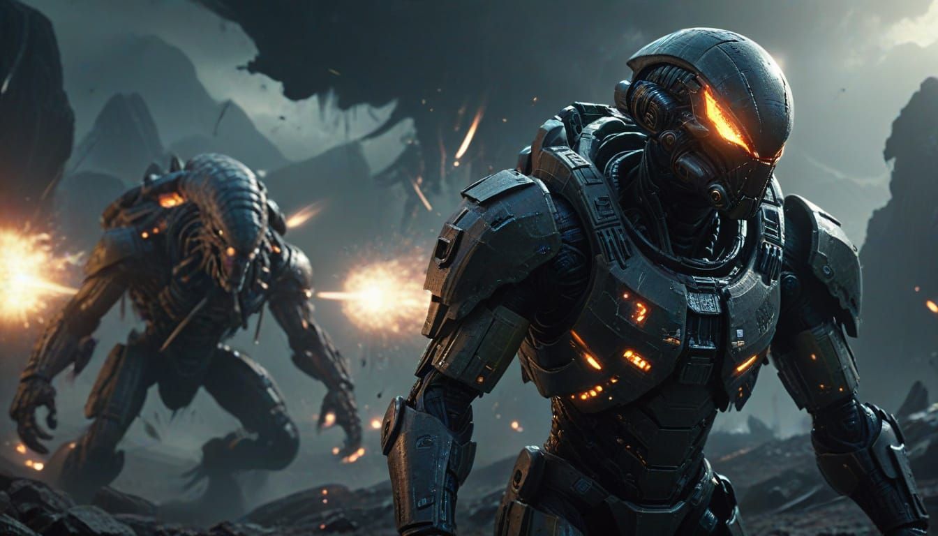 Battle-Hardened Commander Stands Firm Against Alien Hordes