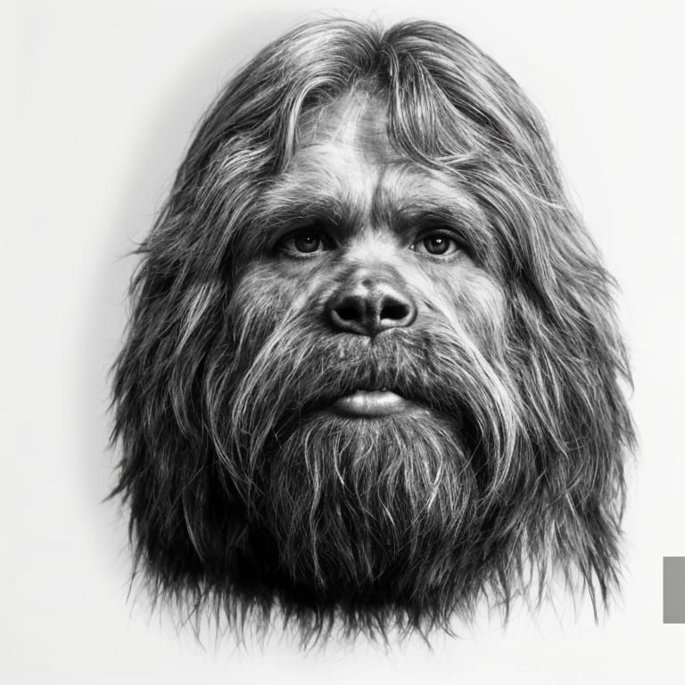 Chewbacca Pencil Sketch Portrait in Studio Lighting