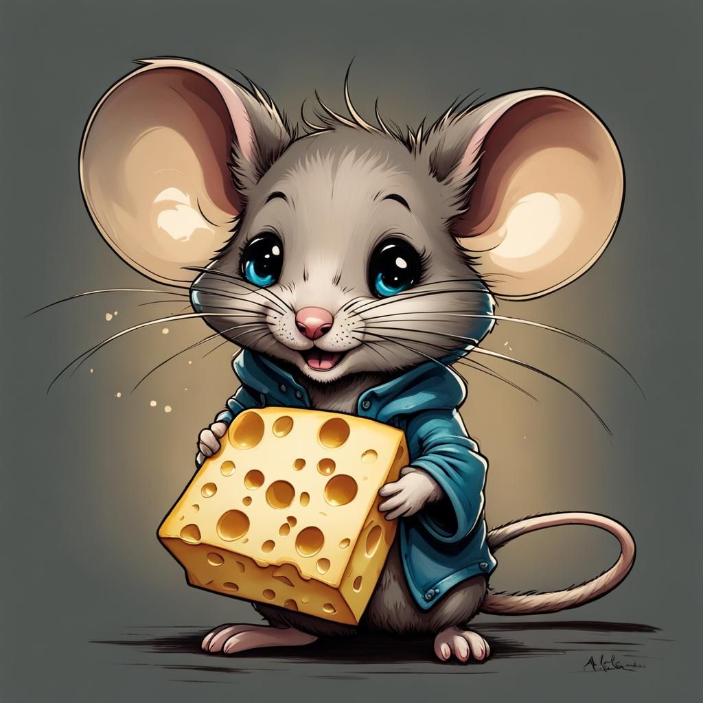 Chibi Mouse with Cheese, Inspired by Character Art