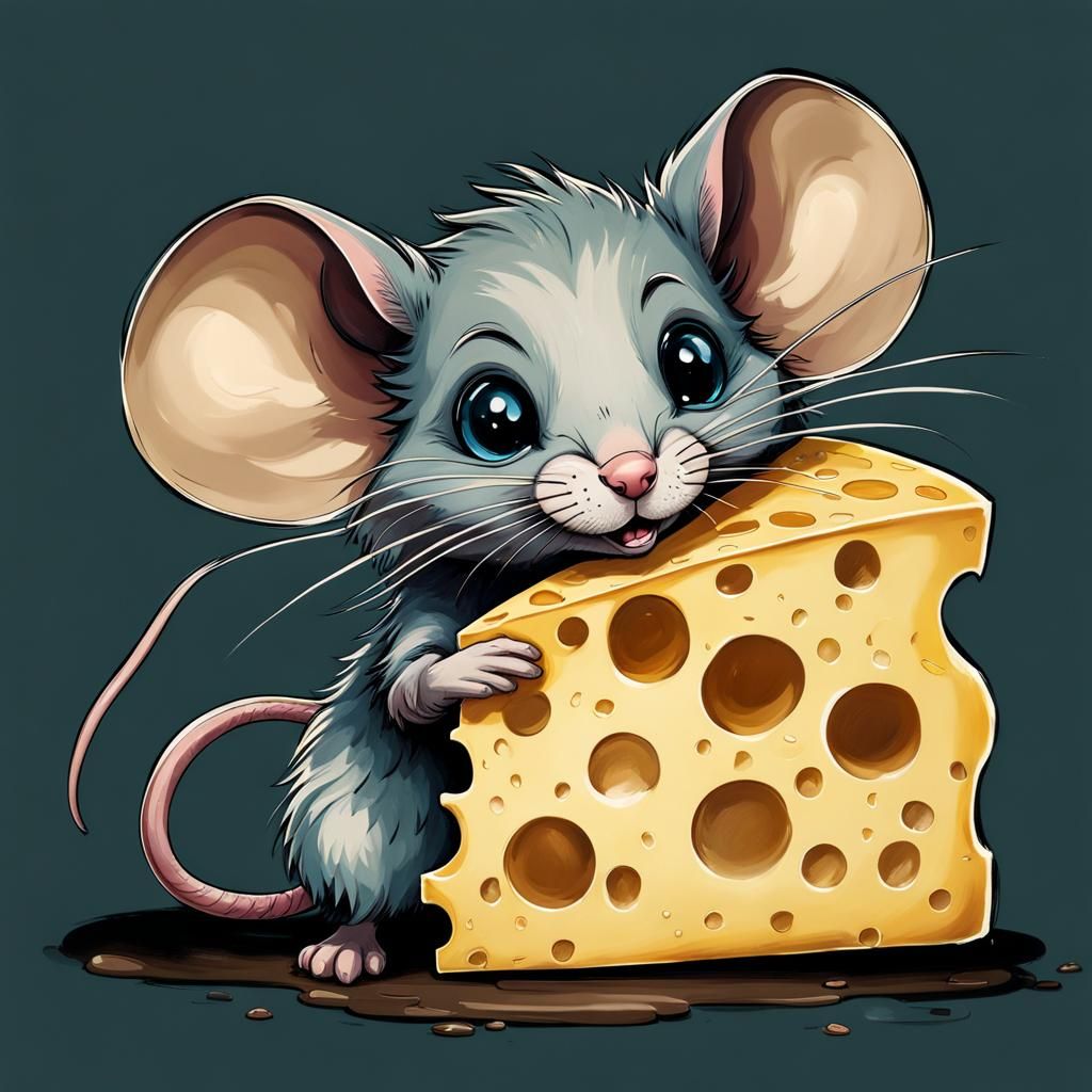 Chibi Mouse with Cheese: Cute and Mischievous