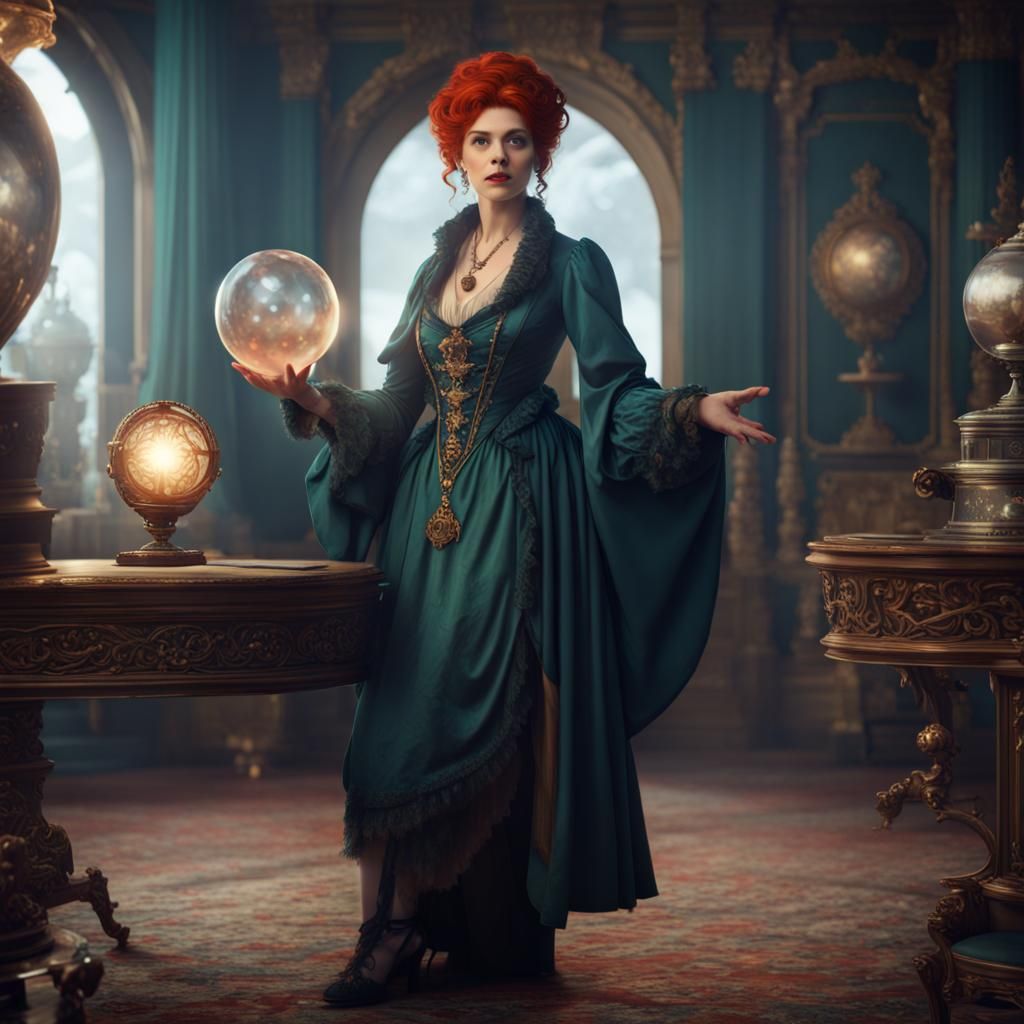 Regency Fortune Teller with Crystal Ball in Matte Painting