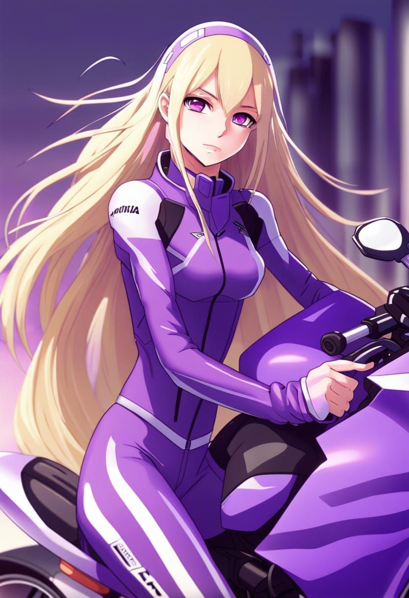 Anime Female Athlete on a motorbike (Red Hair Racer XX)