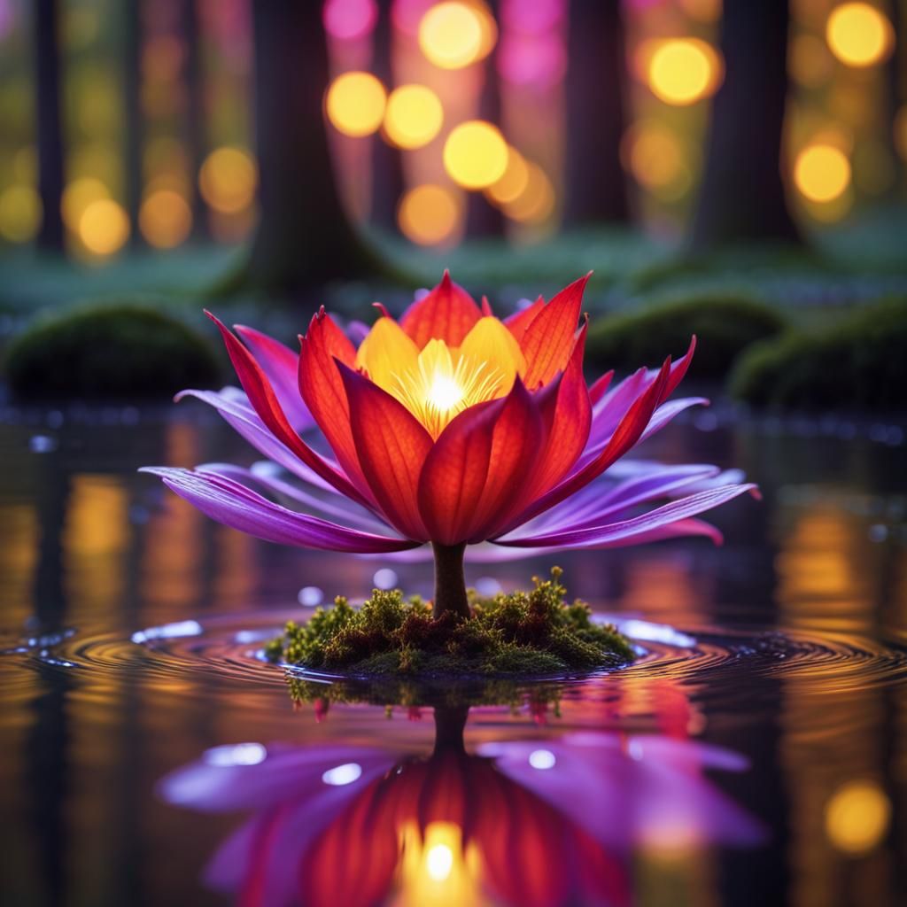 Radiant Magical Flower in Astral Cosmic Style