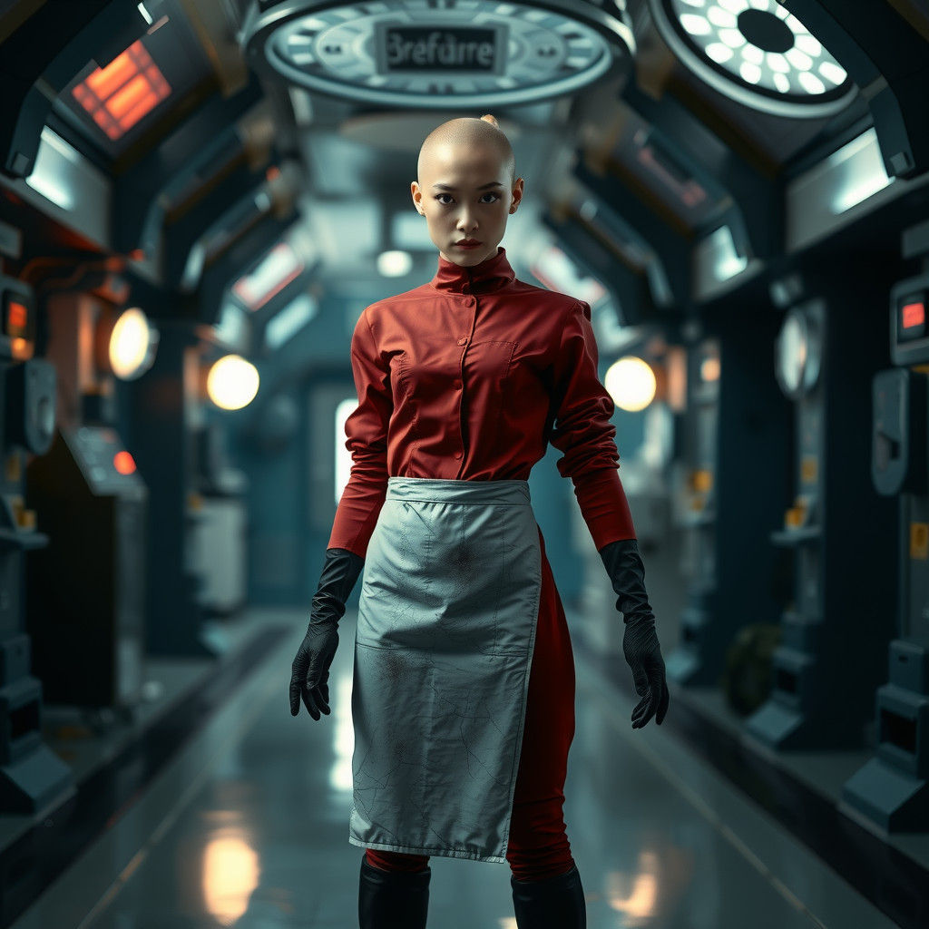 Stern Nurse in Rubber Uniform in Underground Theater