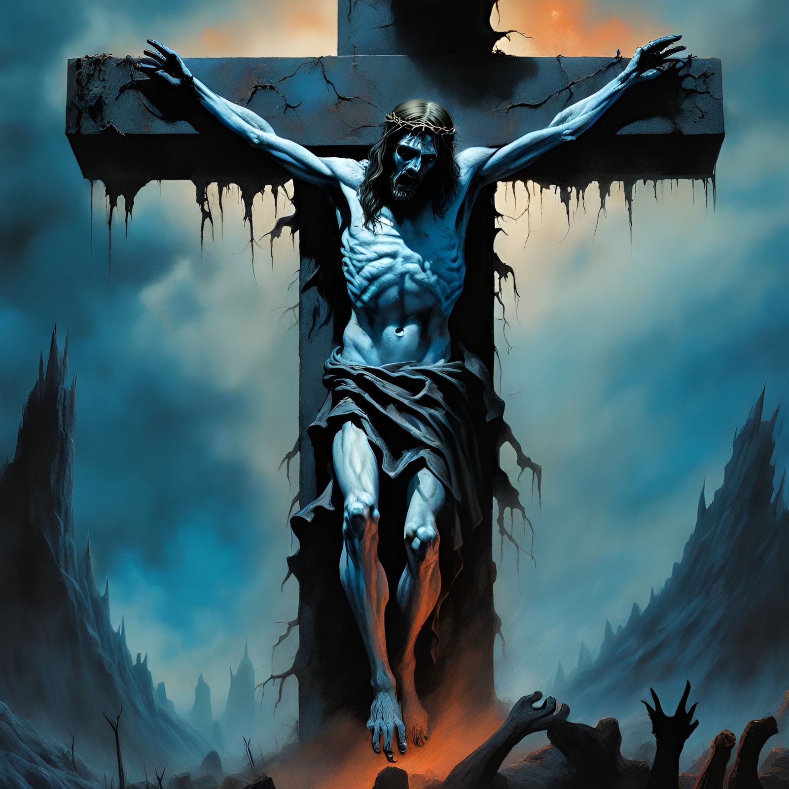 Zombie Jesus Christ's Demise in Horror Aesthetic