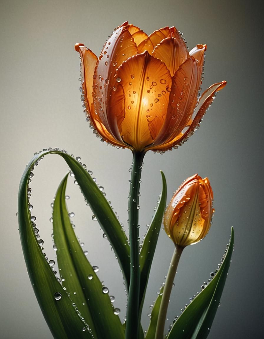 Glowing Crystal Tulip in the Style of Lalique