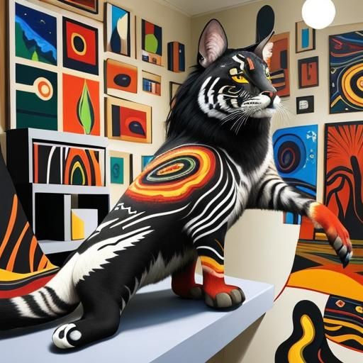 Dreamtime Aboriginal Landscape in Vibrant Polychromatic Colo...