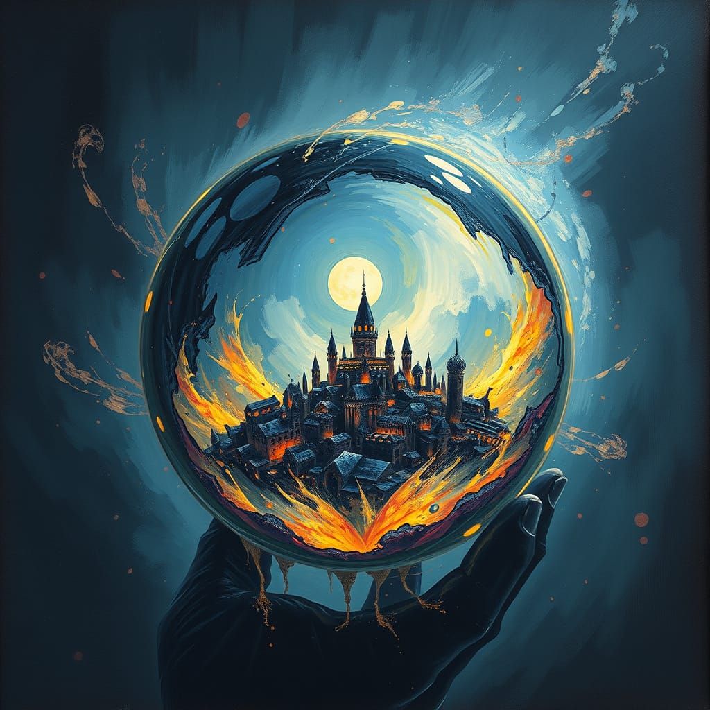 A haunting stillness bleeds from within the orb