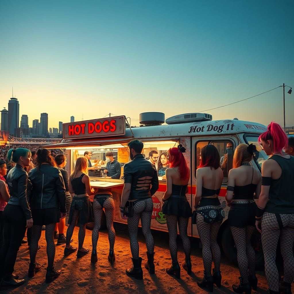 Gothic Punks at Concert Hot Dog Stand