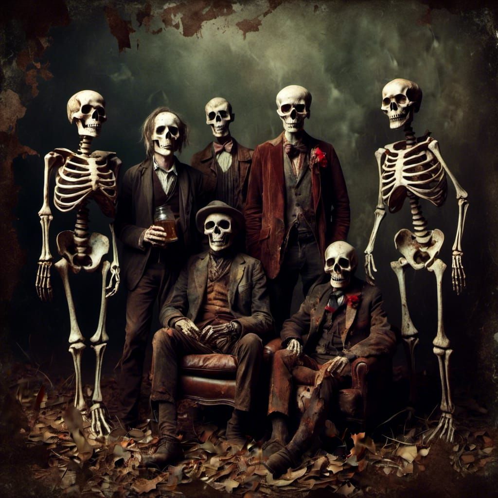 Skeleton Jug Band in Macabre Style