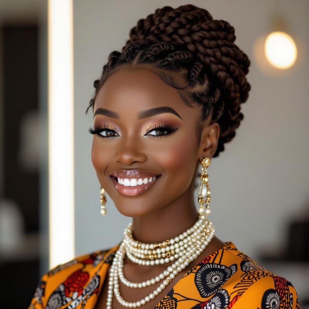 Elegant Braided Hairstyle in Fashion Photography Style