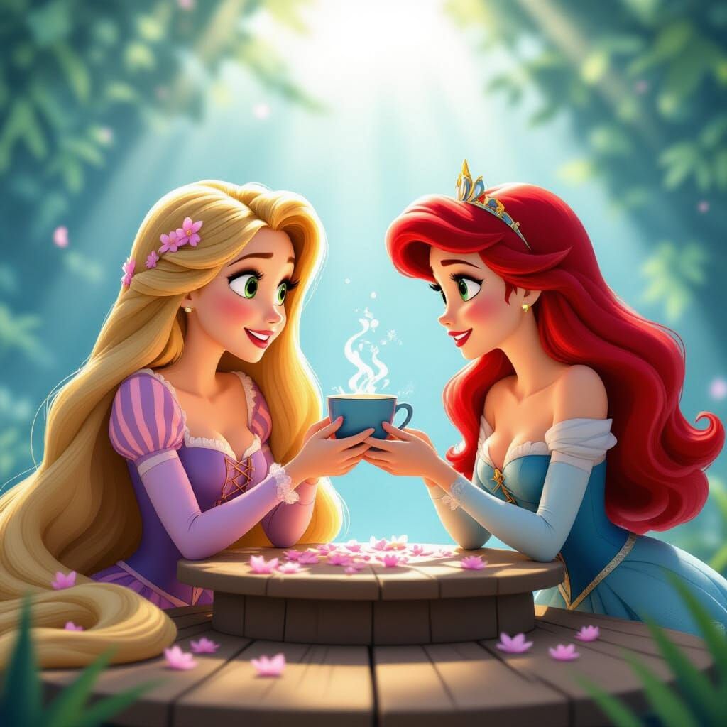 Rapunzel and Ariel Swap Movies in Stunning 3D Anime Style