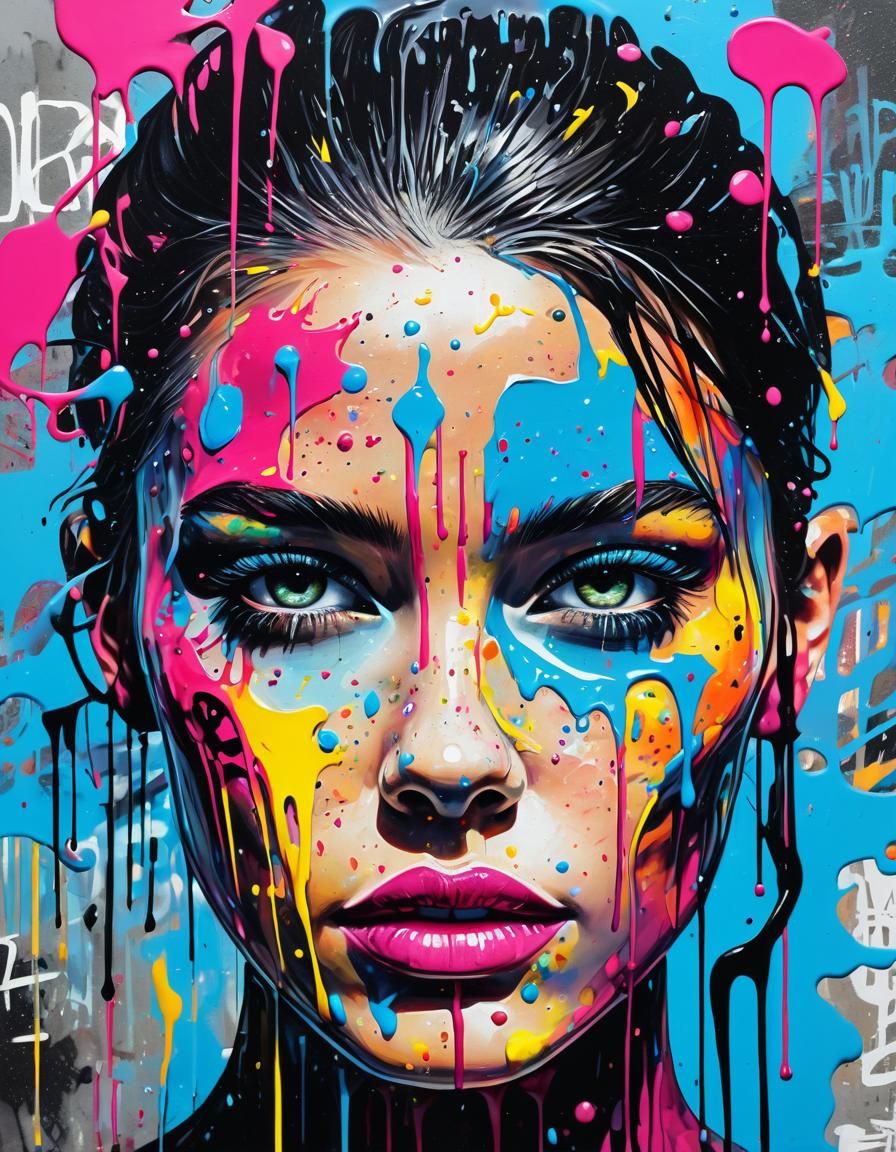 Futuristic beauty magazine cover graffiti art
